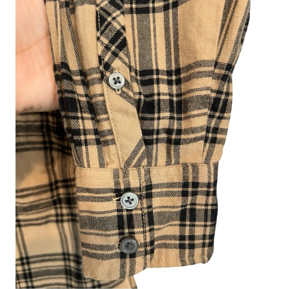 J Crew Factory Women’s black & tan brown Plaid Soft Flannel Shirt NWT